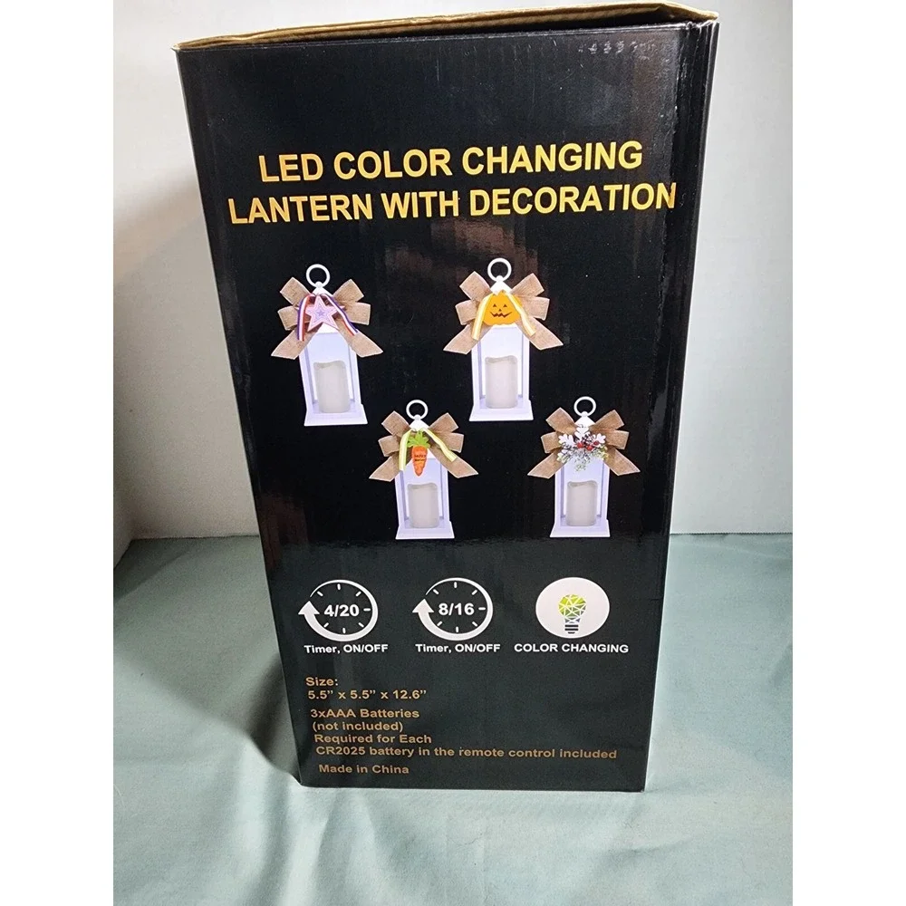 White LED Color Changing Lantern With Decorations Easter Halloween Christmas 4th